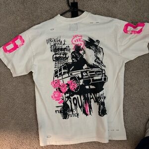 Graphic Short Sleeve Tee - White and Pink